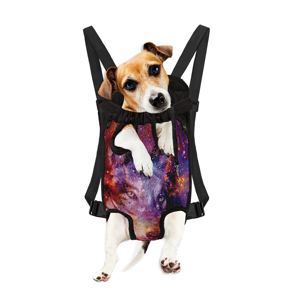 Galaxy Wolf Portrait Print Pet Carrier Backpack