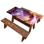 Galaxy Wolf Portrait Print Picnic Table Cover