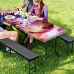 Galaxy Wolf Portrait Print Picnic Table Cover