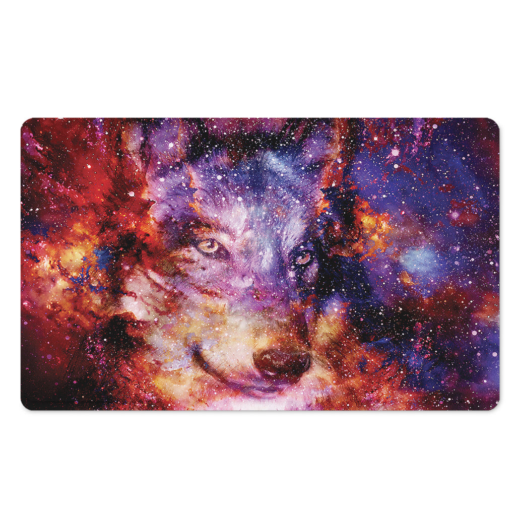 Galaxy Wolf Portrait Print Polyester Doormat