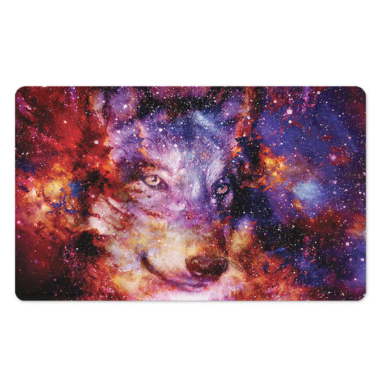 Galaxy Wolf Portrait Print Polyester Doormat