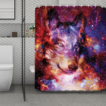 Galaxy Wolf Portrait Print Polyester Shower Curtain