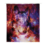 Galaxy Wolf Portrait Print Polyester Shower Curtain