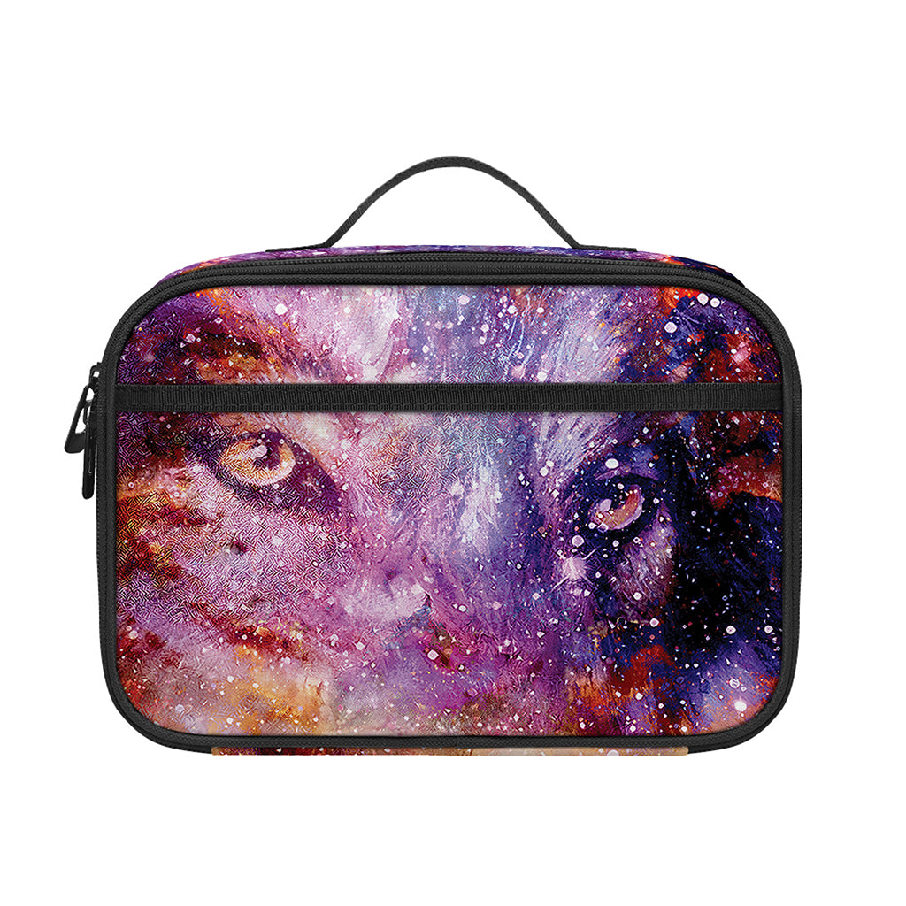 Galaxy Wolf Portrait Print Portable Lunch Bag