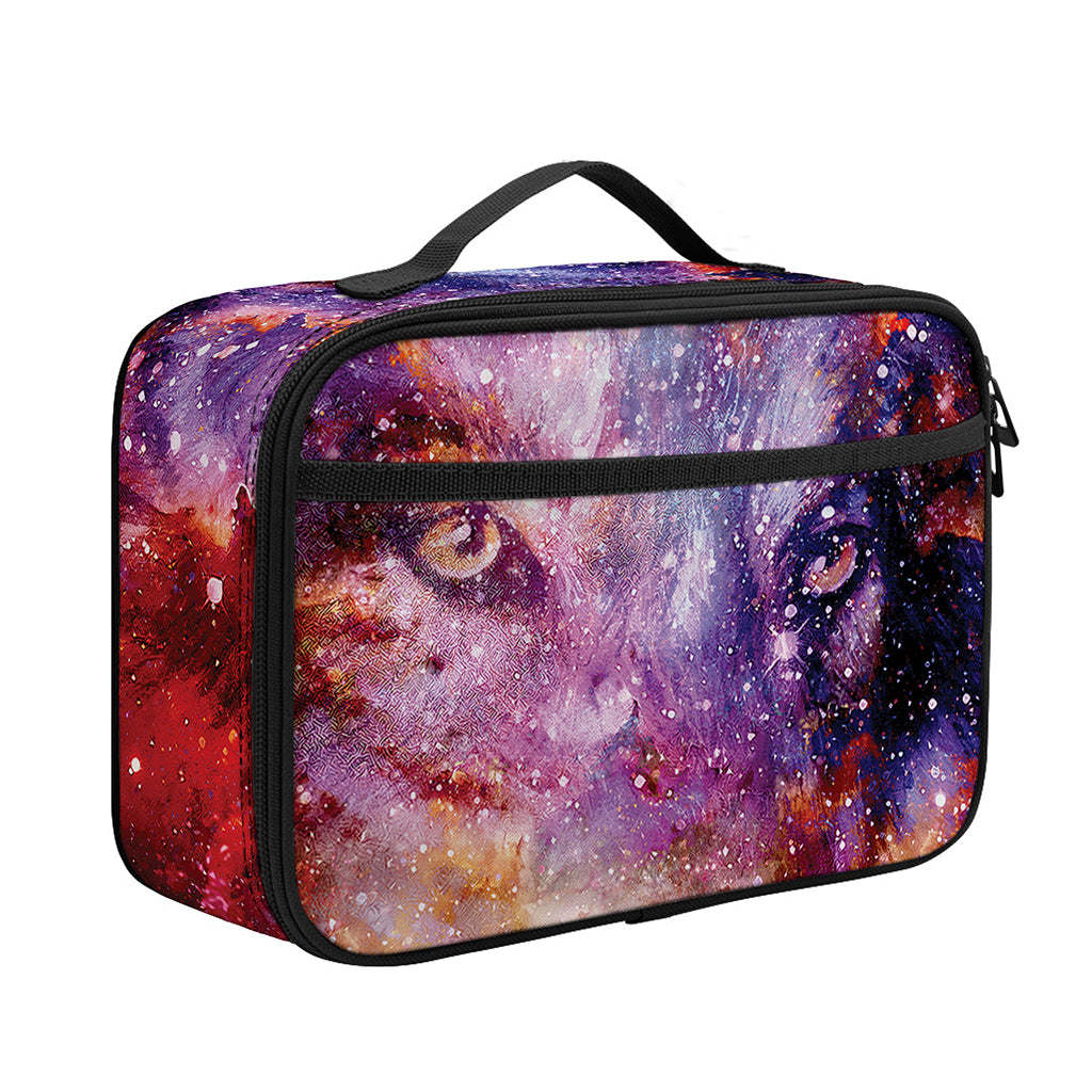 Galaxy Wolf Portrait Print Portable Lunch Bag