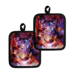 Galaxy Wolf Portrait Print Pot Holders