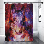 Galaxy Wolf Portrait Print Premium Shower Curtain