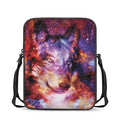 Galaxy Wolf Portrait Print Rectangular Crossbody Bag