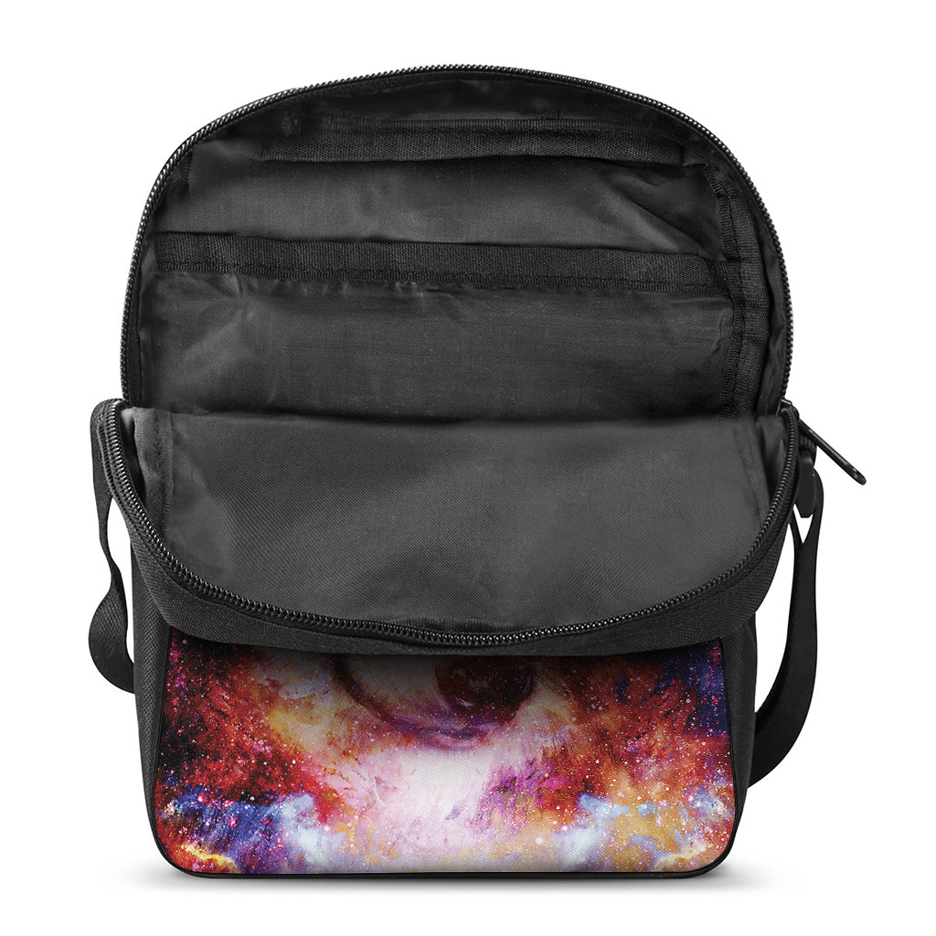 Galaxy Wolf Portrait Print Rectangular Crossbody Bag