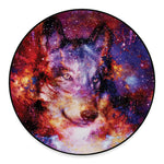 Galaxy Wolf Portrait Print Round Floor Mat