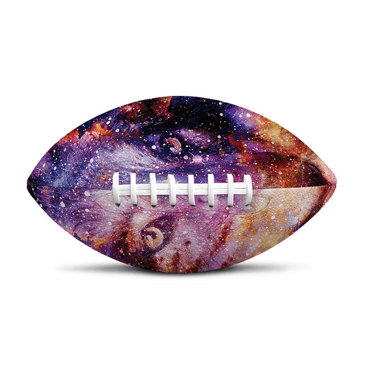 Galaxy Wolf Portrait Print Rugby Ball