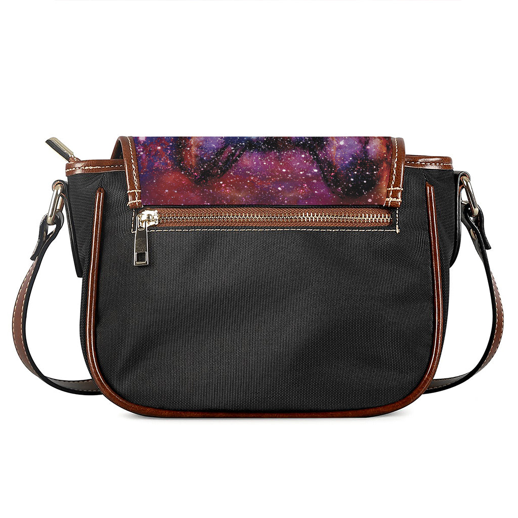 Galaxy Wolf Portrait Print Saddle Bag