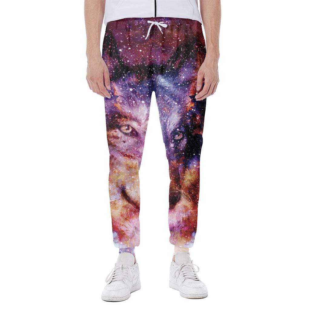 Galaxy Wolf Portrait Print Scuba Joggers