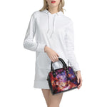 Galaxy Wolf Portrait Print Shoulder Handbag