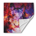 Galaxy Wolf Portrait Print Silk Bandana