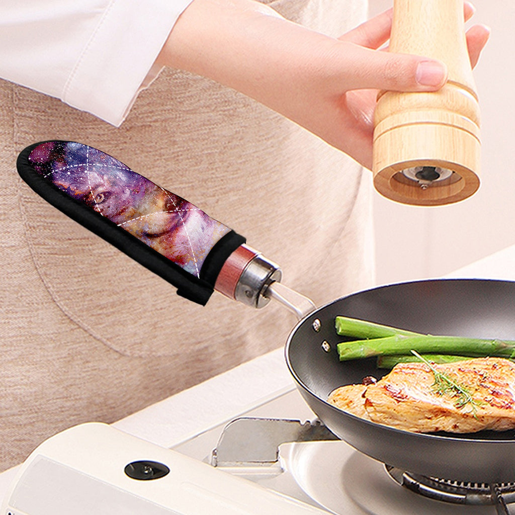 Galaxy Wolf Portrait Print Skillet Handle Cover