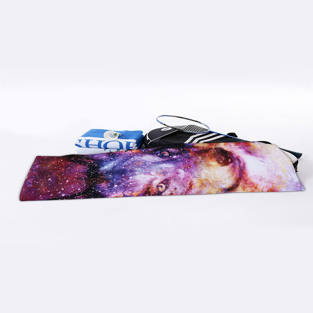 Galaxy Wolf Portrait Print Sports Towel