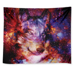 Galaxy Wolf Portrait Print Tapestry