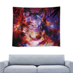 Galaxy Wolf Portrait Print Tapestry