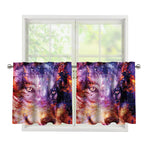 Galaxy Wolf Portrait Print Tier Curtains