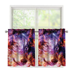 Galaxy Wolf Portrait Print Tier Curtains