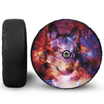 Galaxy Wolf Portrait Print Tire Cover With Camera Hole