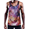 Galaxy Wolf Portrait Print Men's Workout Tank Top