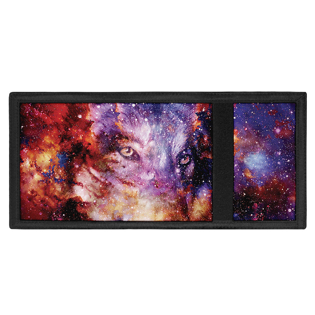 Galaxy Wolf Portrait Print Trifold Wallet