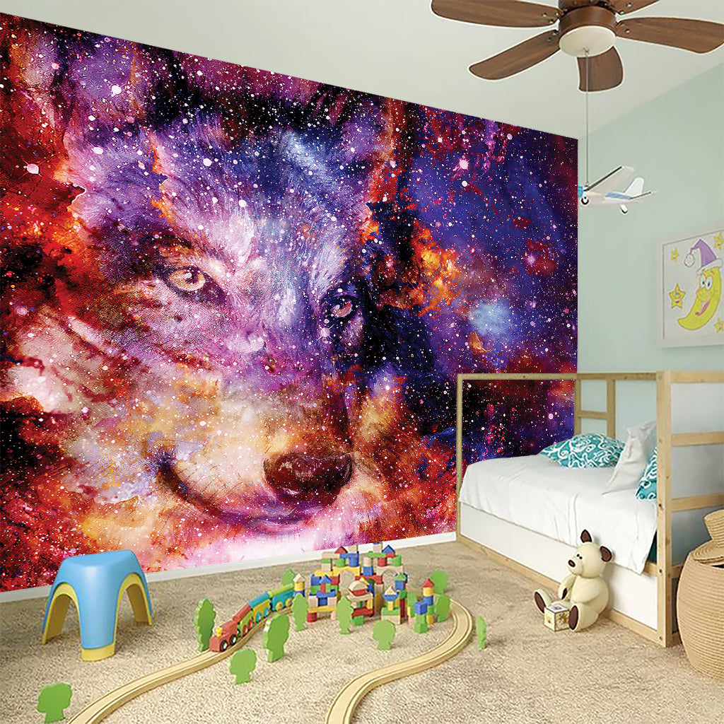 Galaxy Wolf Portrait Print Wall Sticker