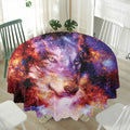 Galaxy Wolf Portrait Print Waterproof Round Tablecloth