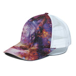 Galaxy Wolf Portrait Print White Mesh Trucker Cap