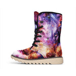 Galaxy Wolf Portrait Print Winter Boots