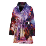 Galaxy Wolf Portrait Print Women's Bathrobe