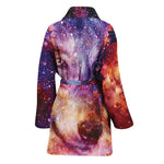Galaxy Wolf Portrait Print Women's Bathrobe