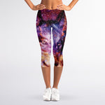 Galaxy Wolf Portrait Print Women's Capri Leggings