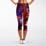 Galaxy Wolf Portrait Print Women's Capri Leggings