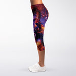 Galaxy Wolf Portrait Print Women's Capri Leggings