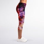 Galaxy Wolf Portrait Print Women's Capri Leggings