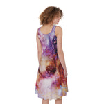 Galaxy Wolf Portrait Print Women's Sleeveless Dress