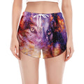Galaxy Wolf Portrait Print Women's Split Running Shorts