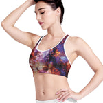 Galaxy Wolf Portrait Print Women's Sports Bra