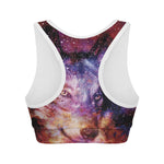 Galaxy Wolf Portrait Print Women's Sports Bra