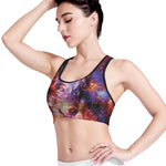 Galaxy Wolf Portrait Print Women's Sports Bra