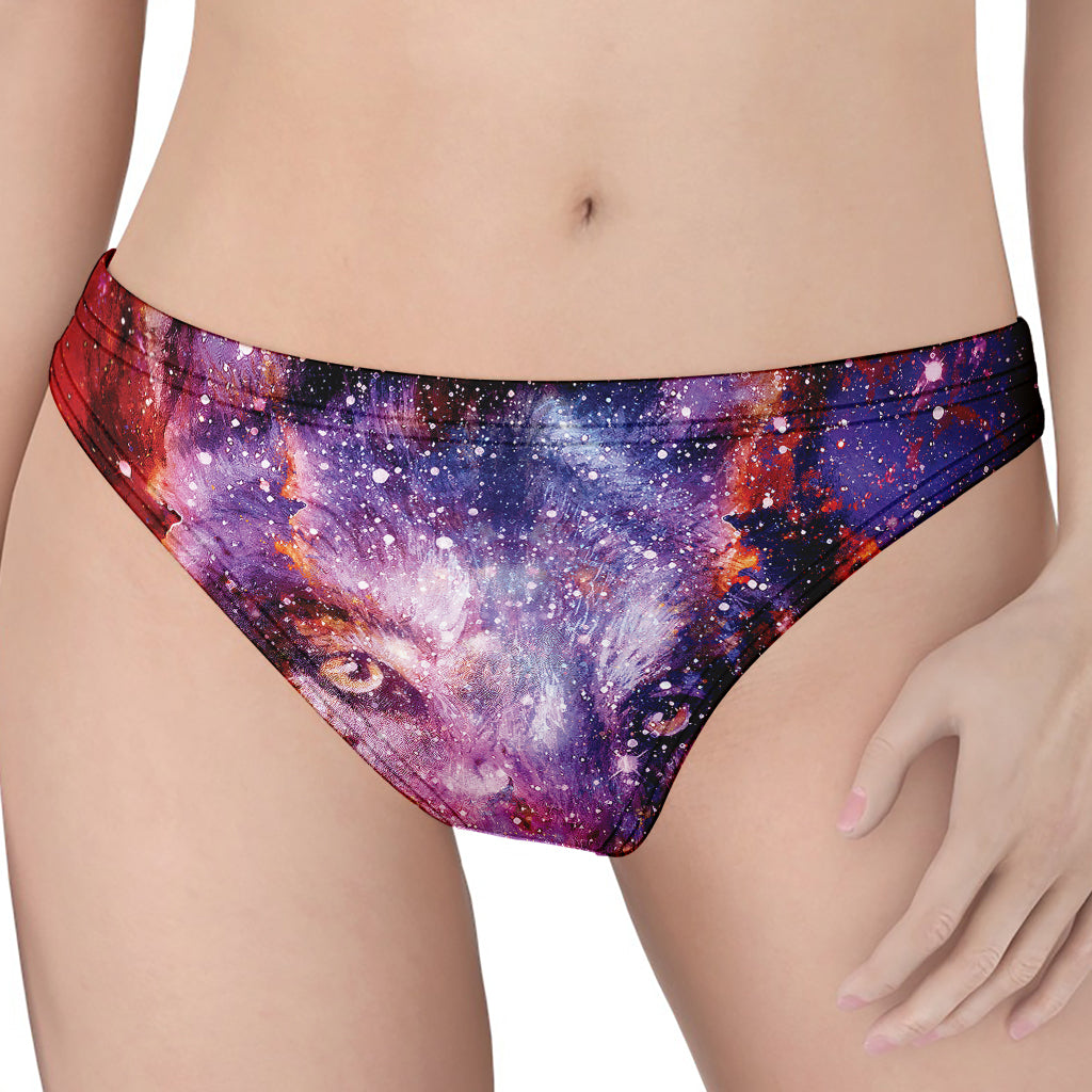 Galaxy Wolf Portrait Print Women's Thong