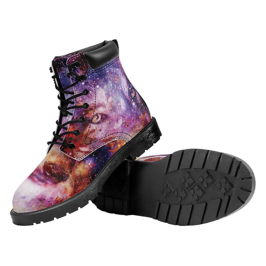 Galaxy Wolf Portrait Print Work Boots
