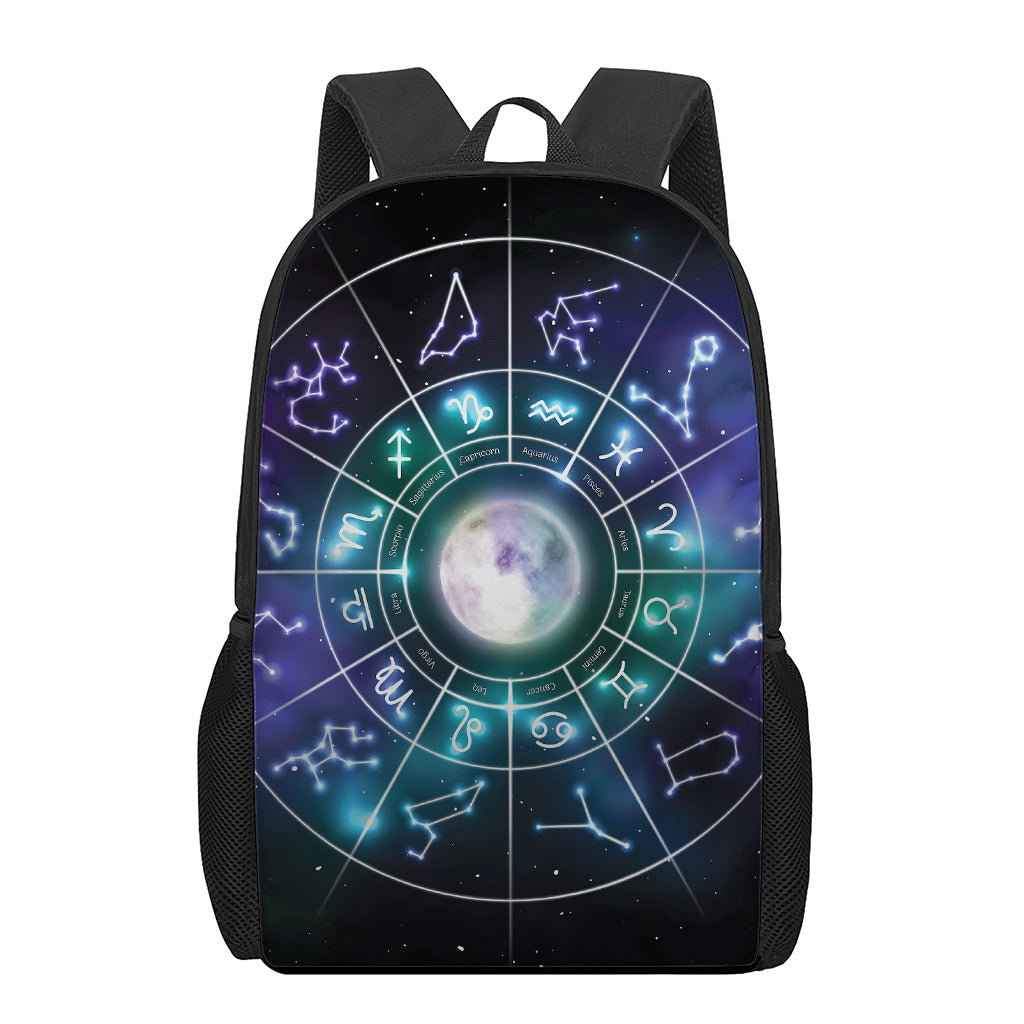 Galaxy Zodiac Wheel Print 17 Inch Backpack