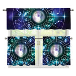 Galaxy Zodiac Wheel Print 3 Piece Kitchen Curtains
