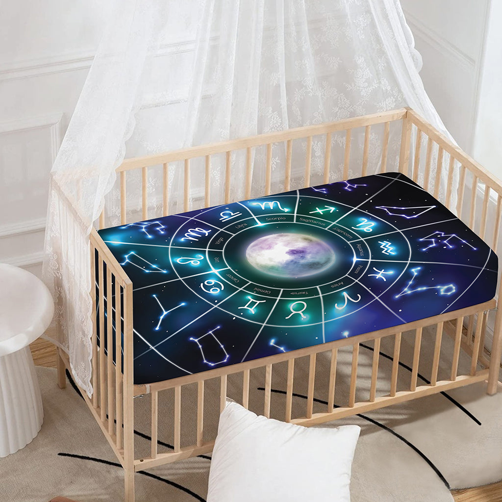 Galaxy Zodiac Wheel Print Baby Crib Sheet