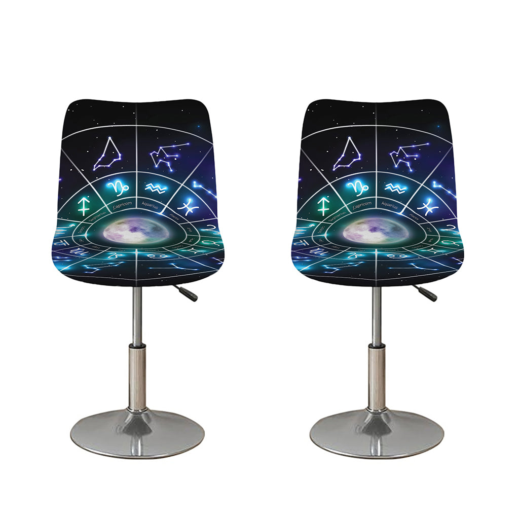 Galaxy Zodiac Wheel Print Bar Stool Covers