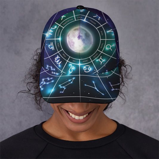 Galaxy Zodiac Wheel Print Baseball Cap